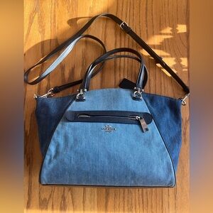 Coach Blue Multi Denim Prairie Satchel Bag